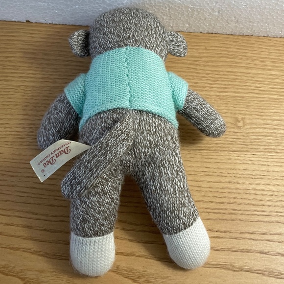 Dan Dee Plush Sock Monkey Teal Sweater w Heart Stuffed Animal 2015 10” Toy - Picture 2 of 10